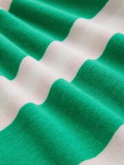 Striped Green/Ecru Short Sleeve Crew Neck 100% Cotton T-Shirt - Image 7 of 7