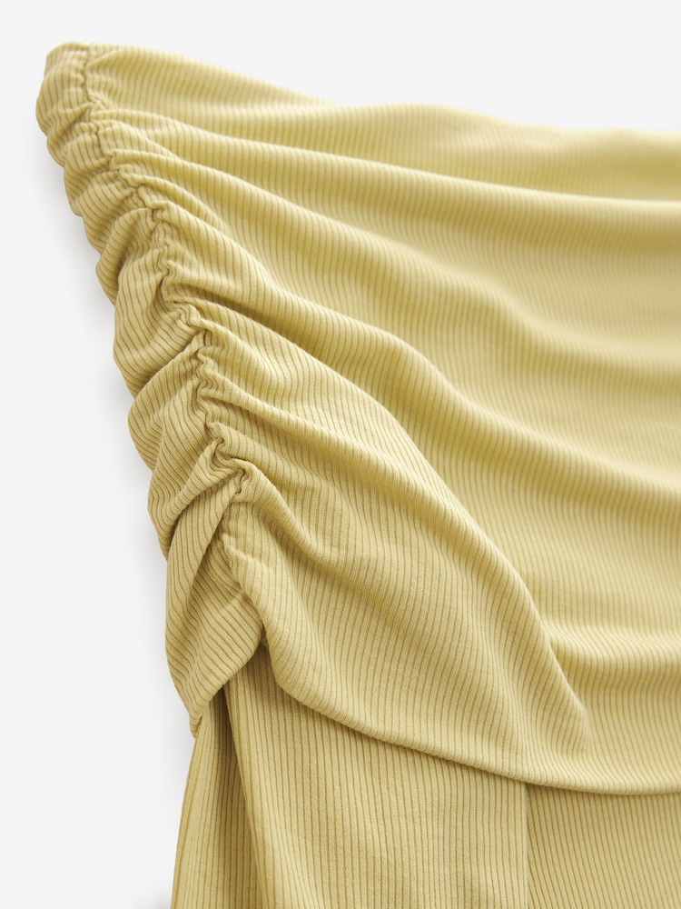 Lime Green Ribbed Bardot Long Sleeve Top - Image 7 of 7