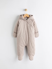 Chocolate Brown Star Jersey Wrap Baby Hooded Pramsuit - Image 1 of 7