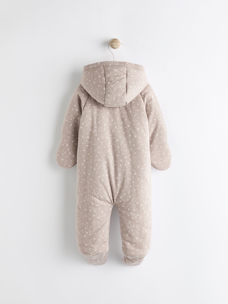 Chocolate Brown Star Jersey Wrap Baby Hooded Pramsuit - Image 2 of 7