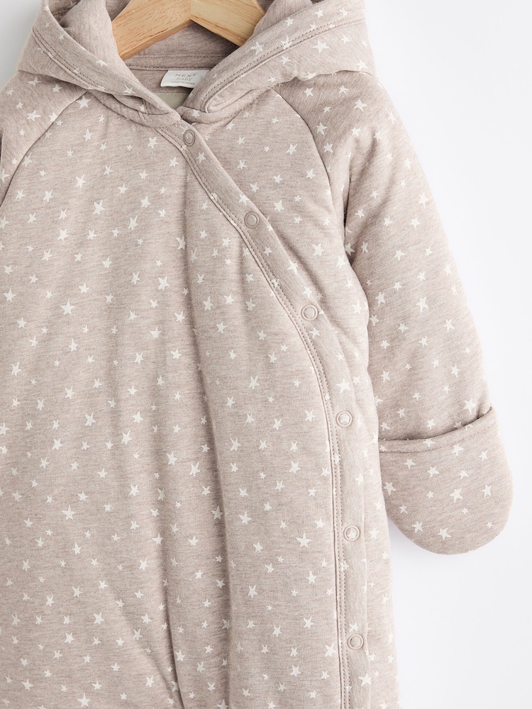 Marron chocolat motif étoile - Combinaison à capuche Jersey Wrap Bébé - Image 3 of 7