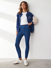 Black/Blue Full Length Jersey Denim Leggings 2 Pack - Image 3 of 11