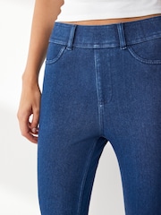 Black/Blue Full Length Jersey Denim Leggings 2 Pack - Image 4 of 11
