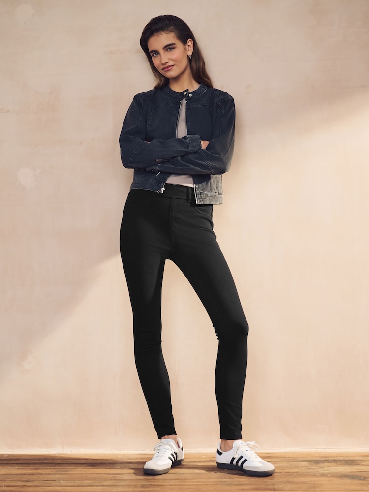 Black/Blue Full Length Jersey Denim Leggings 2 Pack - Image 5 of 11