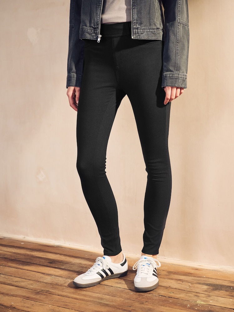 Black/Blue Full Length Jersey Denim Leggings 2 Pack - Image 6 of 11