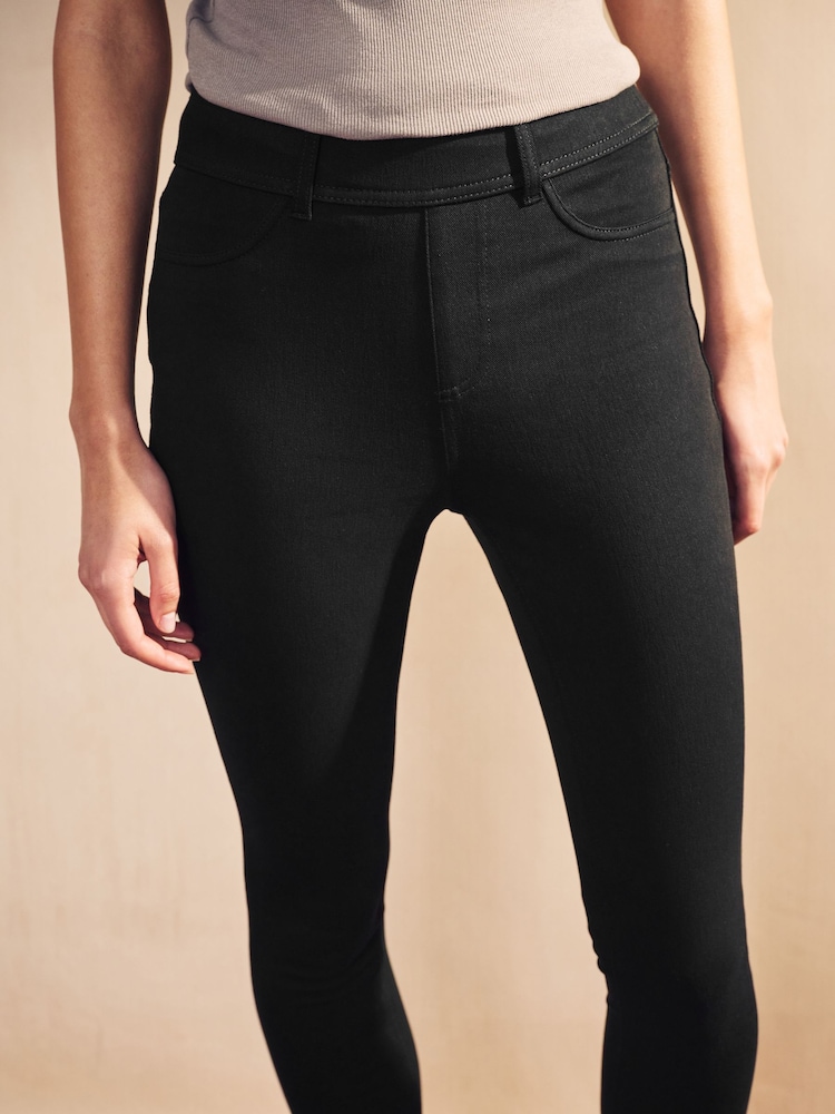 Black/Blue Full Length Jersey Denim Leggings 2 Pack - Image 8 of 11