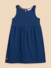 White Stuff Blue 100% Cotton Tie Shoulder Jersey Dress - Image 1 of 3