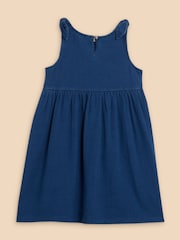 White Stuff Blue 100% Cotton Tie Shoulder Jersey Dress - Image 2 of 3