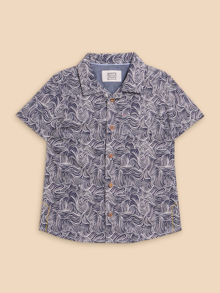 White Stuff Multi Mini Waves Printed Short Sleeve Shirt - Image 1 of 3 White Stuff Multi Mini Waves Printed Short Sleeve Shirt - Image 1 of 3