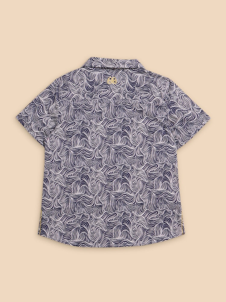 White Stuff Multi Mini Waves Printed Short Sleeve Shirt - Image 2 of 3 White Stuff Multi Mini Waves Printed Short Sleeve Shirt - Image 2 of 3