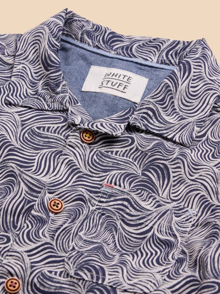 White Stuff Multi Mini Waves Printed Short Sleeve Shirt - Image 3 of 3 White Stuff Multi Mini Waves Printed Short Sleeve Shirt - Image 3 of 3