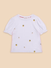 White Stuff White Embroidered Lemon 100% Cotton T-Shirt - Image 1 of 3