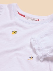 White Stuff White Embroidered Lemon 100% Cotton T-Shirt - Image 3 of 3