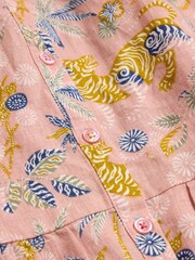 White Stuff Pink Printed 100% Linen Woven Shirt Dress - Image 3 of 3