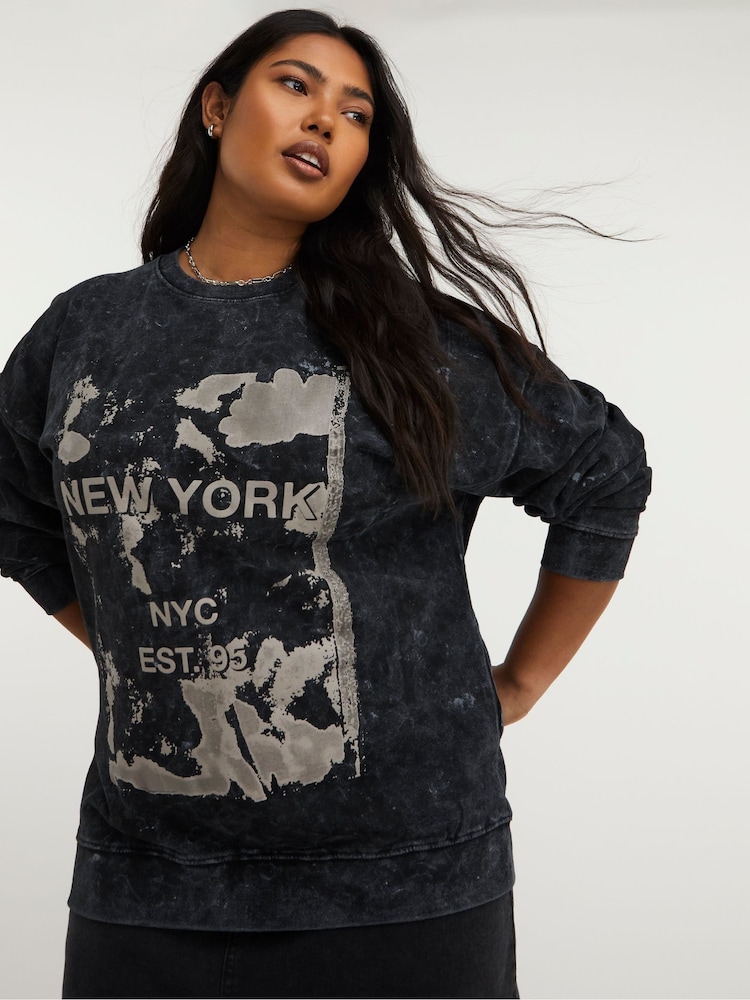 Simply Be Black New York Graphic Sweatshirt - Image 1 of 2