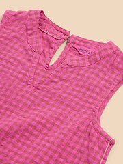 White Stuff Pink Gingham Short Sleeve Dress - Image 3 of 3