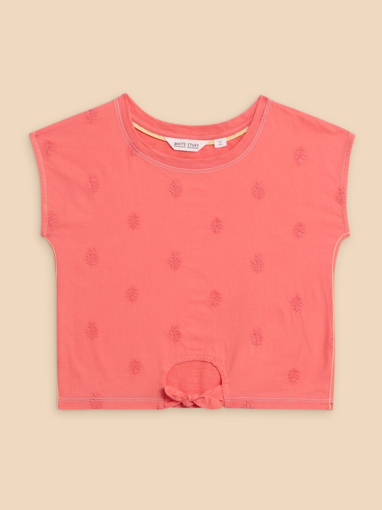 White Stuff Red Tie Hem 100% Cotton T-Shirt - Image 1 of 3