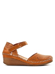 Pavers Tan Brown Casual Leather Touch Fasten Mary Janes Shoes - Image 1 of 5