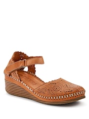 Pavers Tan Brown Casual Leather Touch Fasten Mary Janes Shoes - Image 2 of 5