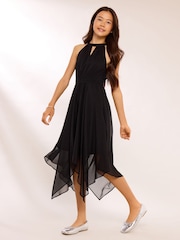 Lipsy Black Hanky Hem Halter Occasion Dress (5-16yrs) - Image 1 of 4