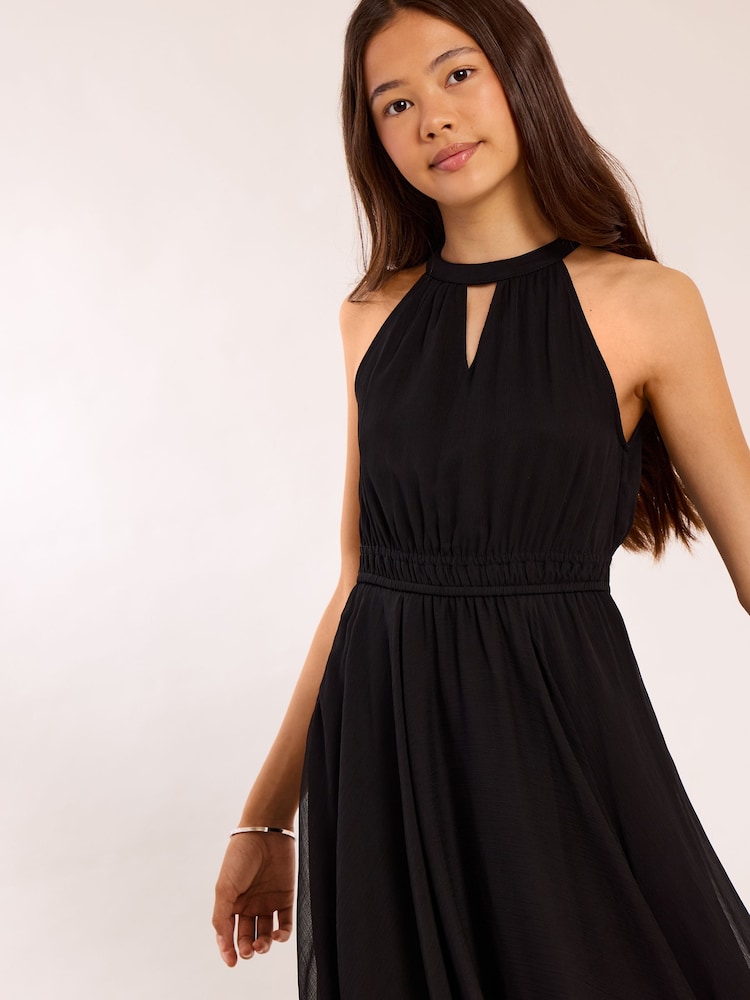 Lipsy Black Hanky Hem Halter Occasion Dress (5-16yrs) - Image 2 of 4 Lipsy Black Hanky Hem Halter Occasion Dress (5-16yrs) - Image 2 of 4