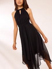 Lipsy Black Hanky Hem Halter Occasion Dress (5-16yrs) - Image 3 of 4