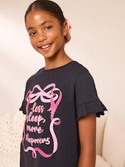 Lipsy Black/Pink Jersey Long Leg Frill Pyjamas Set (5-16yrs) - Image 4 of 6