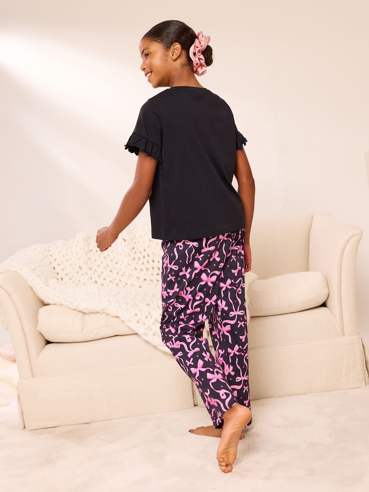 Lipsy Black/Pink Jersey Long Leg Frill Pyjamas Set (5-16yrs) - Image 6 of 6 Lipsy Black/Pink Jersey Long Leg Frill Pyjamas Set (5-16yrs) - Image 6 of 6