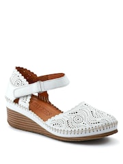 Pavers White Casual Leather Touch Fasten Mary Janes Shoes - Image 2 of 5