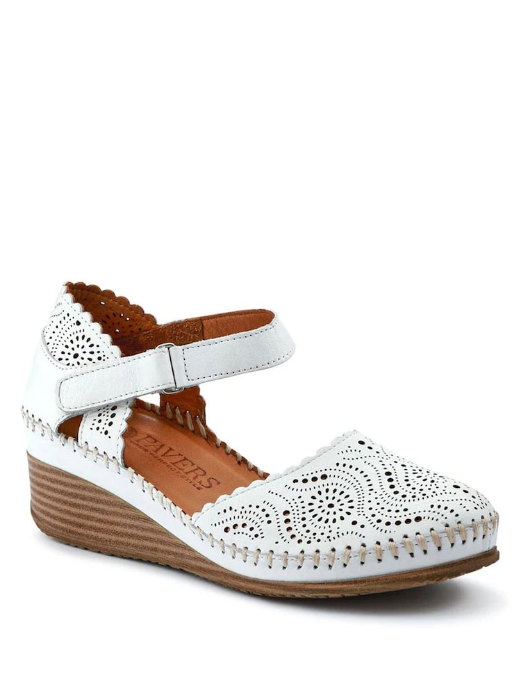 Pavers White Casual Leather Touch Fasten Mary Janes Shoes - Image 2 of 5