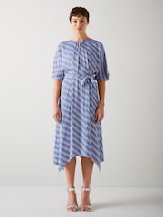LK Bennett Anni Geometric Print Handkerchief Hem Dress - Image 1 of 3