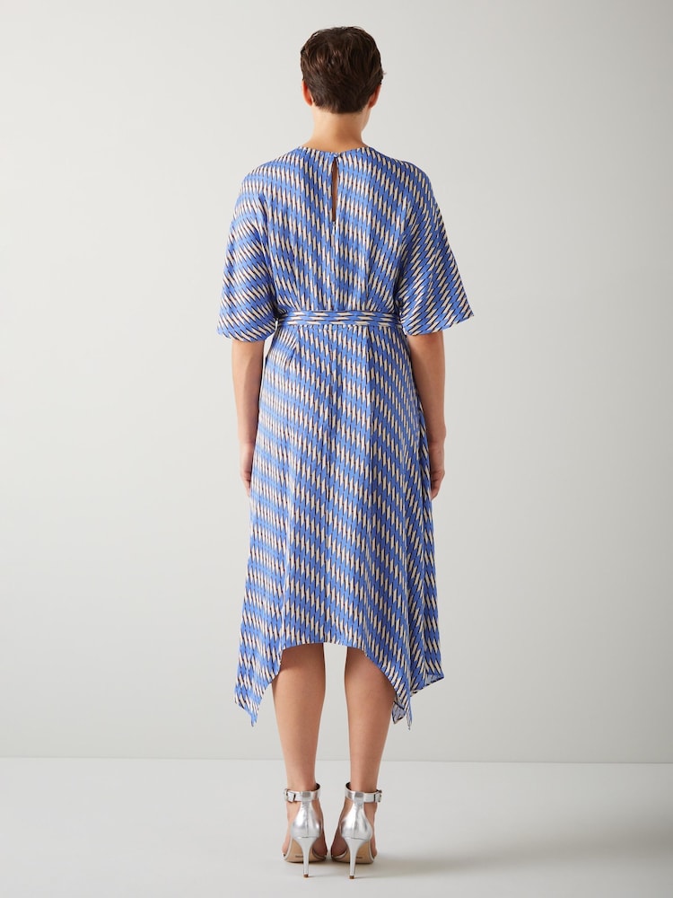 LK Bennett Anni Geometric Print Handkerchief Hem Dress - Image 2 of 3