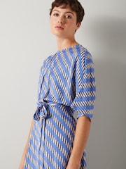 LK Bennett Anni Geometric Print Handkerchief Hem Dress - Image 3 of 3