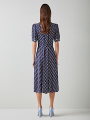 LK Bennett Blue Valerie Modernist Print Shirt Dress - Image 2 of 2