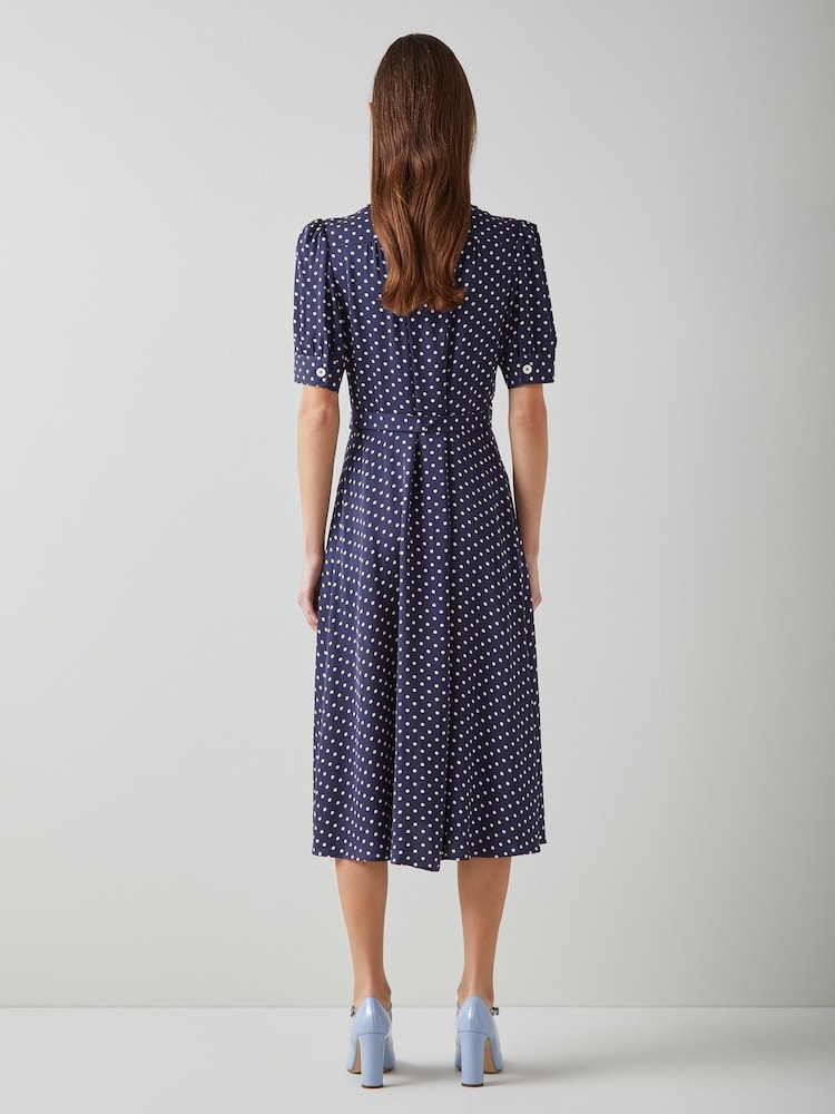 LK Bennett Blue Valerie Modernist Print Shirt Dress - Image 2 of 2
