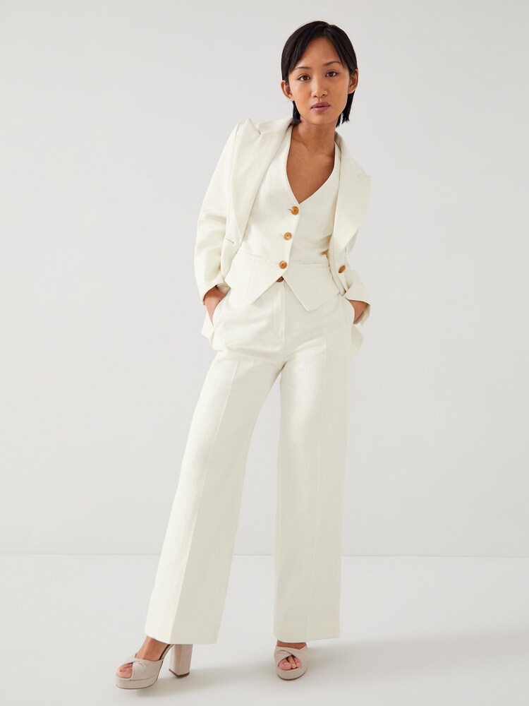 LK Bennett Cream 100% Cotton Petite Avery Italian Jacket - Image 1 of 3