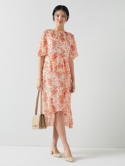 LK Bennett Thea Silk-Viscose Devoré Toile Print Dress - Image 1 of 4