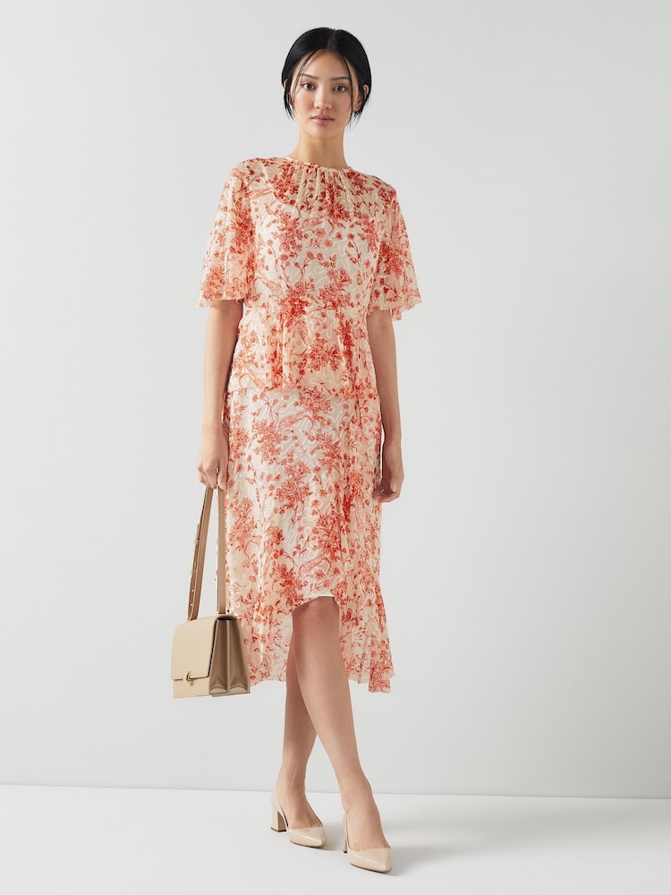 LK Bennett Thea Silk-Viscose Devoré Toile Print Dress - Image 1 of 4