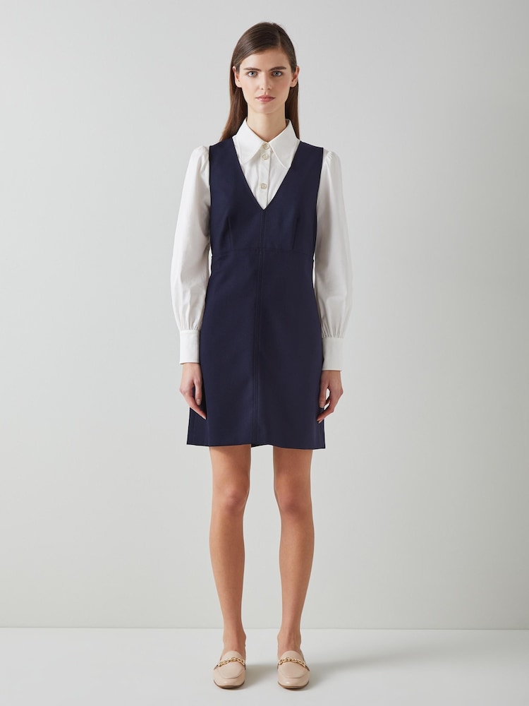 LK Bennett Mariner Polyester-Lenzing™ Ecovero™ Viscose Pinafore Dress - Image 1 of 1