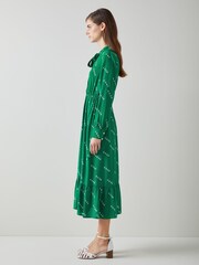 LK Bennett Green Bridget Viscose Silk Monkey Print Dress - Image 3 of 4