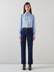 LK Bennett Blue Hall Tie-Neck Blouse - Image 1 of 3