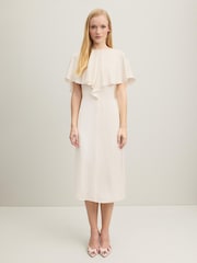 LK Bennett Cream Sadie Cape Detail Dress - Image 1 of 5