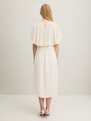 LK Bennett Cream Sadie Cape Detail Dress - Image 2 of 5