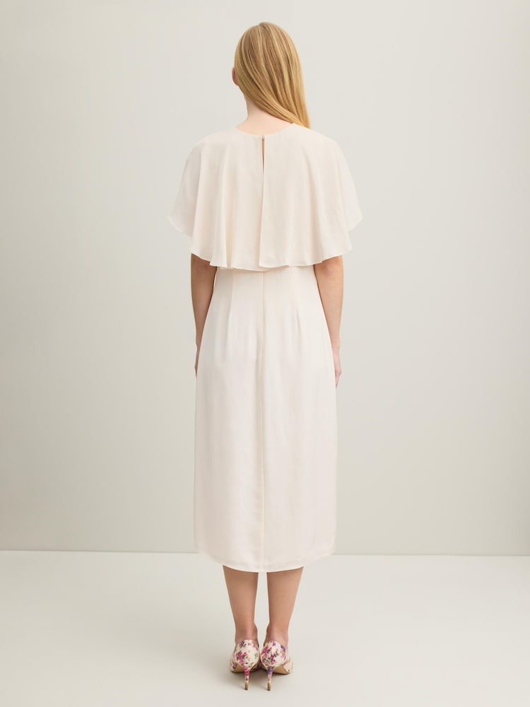 LK Bennett Cream Sadie Cape Detail Dress - Image 2 of 5