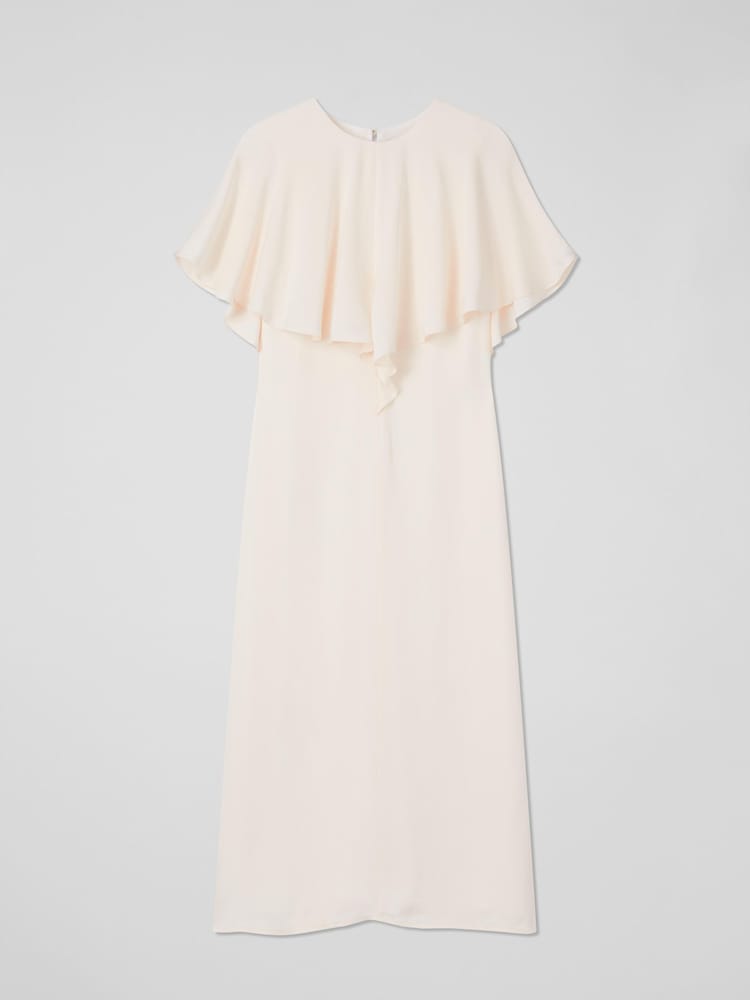 LK Bennett Cream Sadie Cape Detail Dress - Image 5 of 5