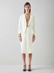 LK Bennett Sky Lenzing™ Ecovero™ Viscose Blend Crepe Jacket - Image 1 of 5