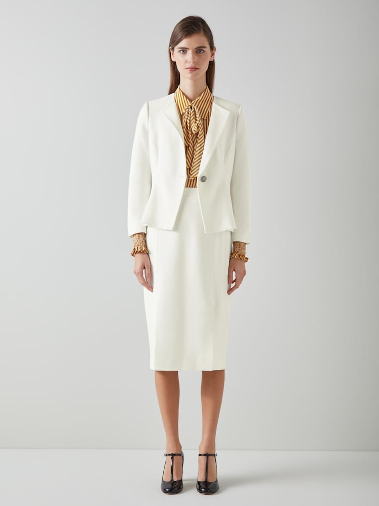 LK Bennett Sky Lenzing™ Ecovero™ Viscose Blend Crepe Jacket - Image 1 of 5