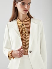LK Bennett Sky Lenzing™ Ecovero™ Viscose Blend Crepe Jacket - Image 4 of 5
