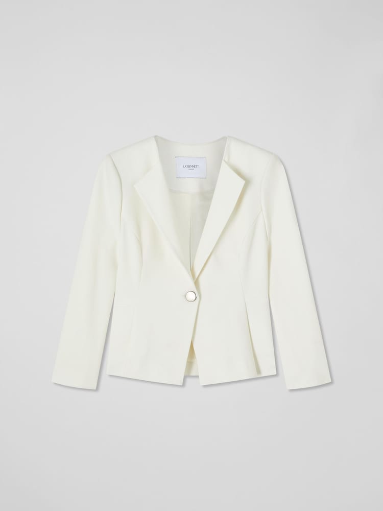 LK Bennett Sky Lenzing™ Ecovero™ Viscose Blend Crepe Jacket - Image 5 of 5