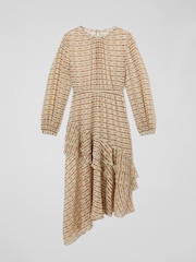 LK Bennett Mini Bea Check Silk Chiffon Ruffle Dress - Image 5 of 5